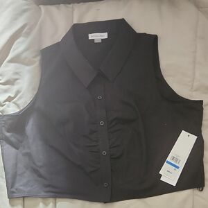Calvin Klein Women's Black Collared Blouse